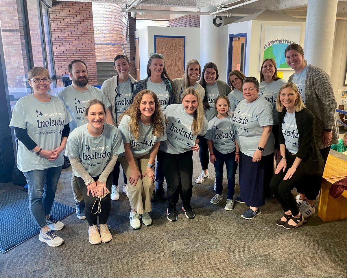 Staff at Captain Elementary ( <a href="/ClaytonSchools/">Clayton Schools</a>) joined together to support students as they headed to a Special Olympics Track and Field Meet in April! The shirts say "Choose to Include," reminding students that everyone wins when we give others the chance to fulfill their dreams.