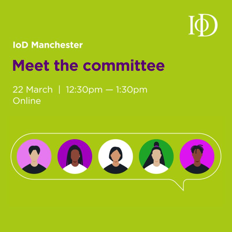 IoD North West (@iodnorthwest) on Twitter photo Calling all IoD members and business leaders in Greater Manchester! ā Join us for an informal virtual chat with your local committee on 22nd March.
Meet the committee & find out about  events and activities both local and national.
iod.com/events/meet_ma⦠Calling all IoD members and business leaders in Greater Manchester! ā Join us for an informal virtual chat with your local committee on 22nd March.
Meet the committee & find out about  events and activities both local and national.
iod.com/events/meet_maā¦