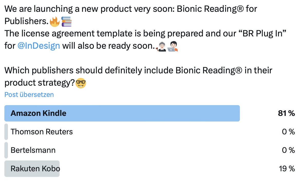 Hi @AmazonKindle and @RakutenKobo. We have to talk🤓🔥🌈 #Accessibility — Bionic Reading® Faster. Better. More focused. Reading. Made in Switzerland🇨🇭 bionic-reading.com —