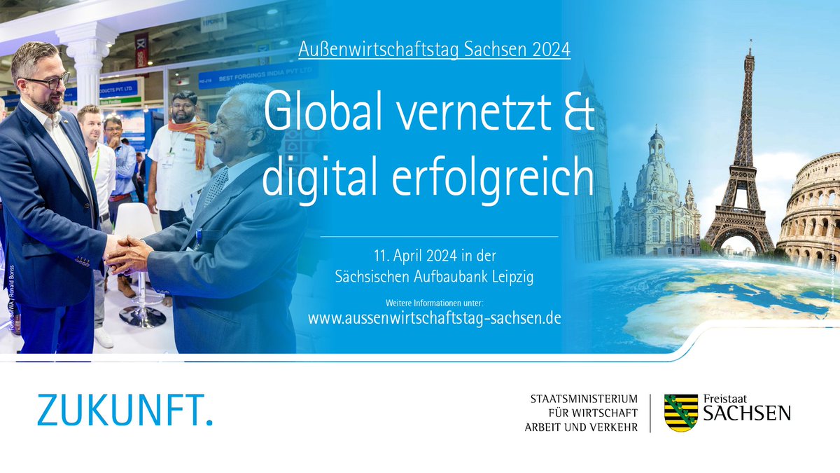 SMWA (@smwa_sn) on Twitter photo 🌐🤝Außenwirtschaftstag #Sachsen 2024: "Global vernetzt & digital erfolgreich".
📅Am 11. April 2024 in der <a href="/sab_foerderbank/">Sächsische Aufbaubank - Förderbank -</a> in #Leipzig.
ℹ️ Informationen und Anmeldung: aussenwirtschaftstag-sachsen.de/?gad_source=1&… 🌐🤝Außenwirtschaftstag #Sachsen 2024: "Global vernetzt & digital erfolgreich".
📅Am 11. April 2024 in der <a href="/sab_foerderbank/">Sächsische Aufbaubank - Förderbank -</a> in #Leipzig.
ℹ️ Informationen und Anmeldung: aussenwirtschaftstag-sachsen.de/?gad_source=1&…