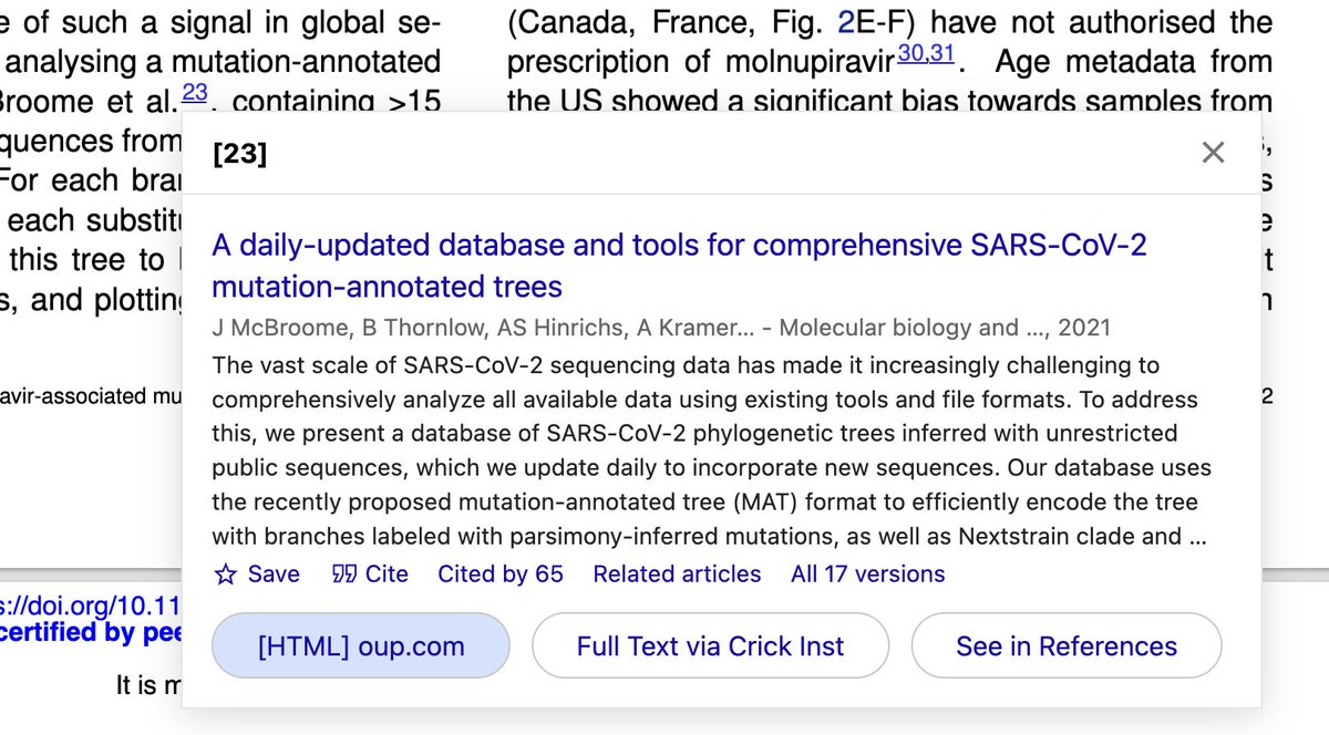 The new Google Scholar PDF reader is well worth it (if you use Chrome). No more scrolling down to the references. scholar.googleblog.com/2024/03/superc…