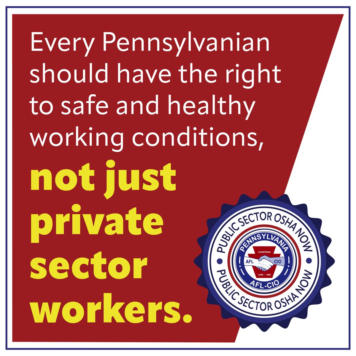 PaAFL_CIO's tweet photo. Public sector workers deserve the same protections afforded to private sector employees under OSHA. Stand with workers. Pass HB 299/SB 93. #PublicSectorOSHA. https://t.co/DlyKI3UGLj