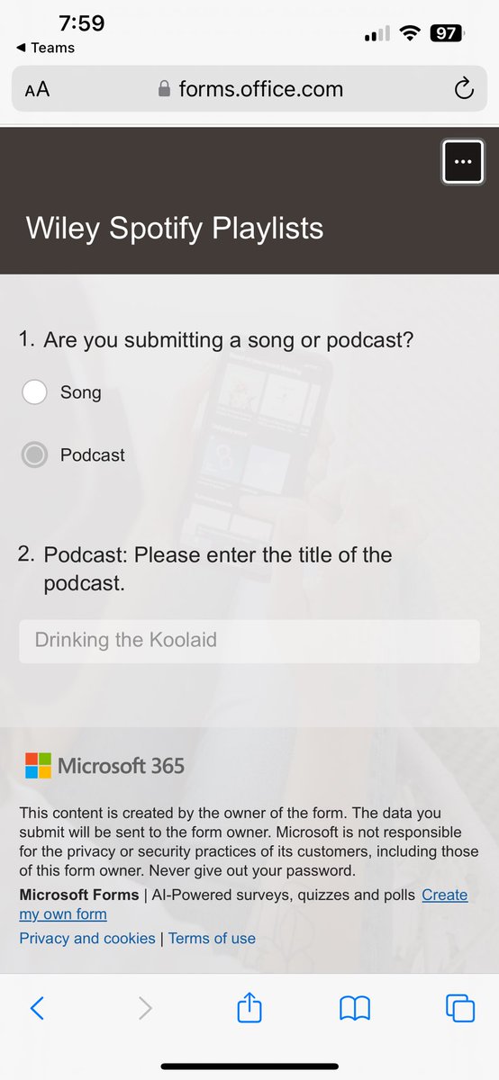 My company asked us to submit our favorite song or podcast to listen to during work so obviouslyyyy @drinkkoolaidpod