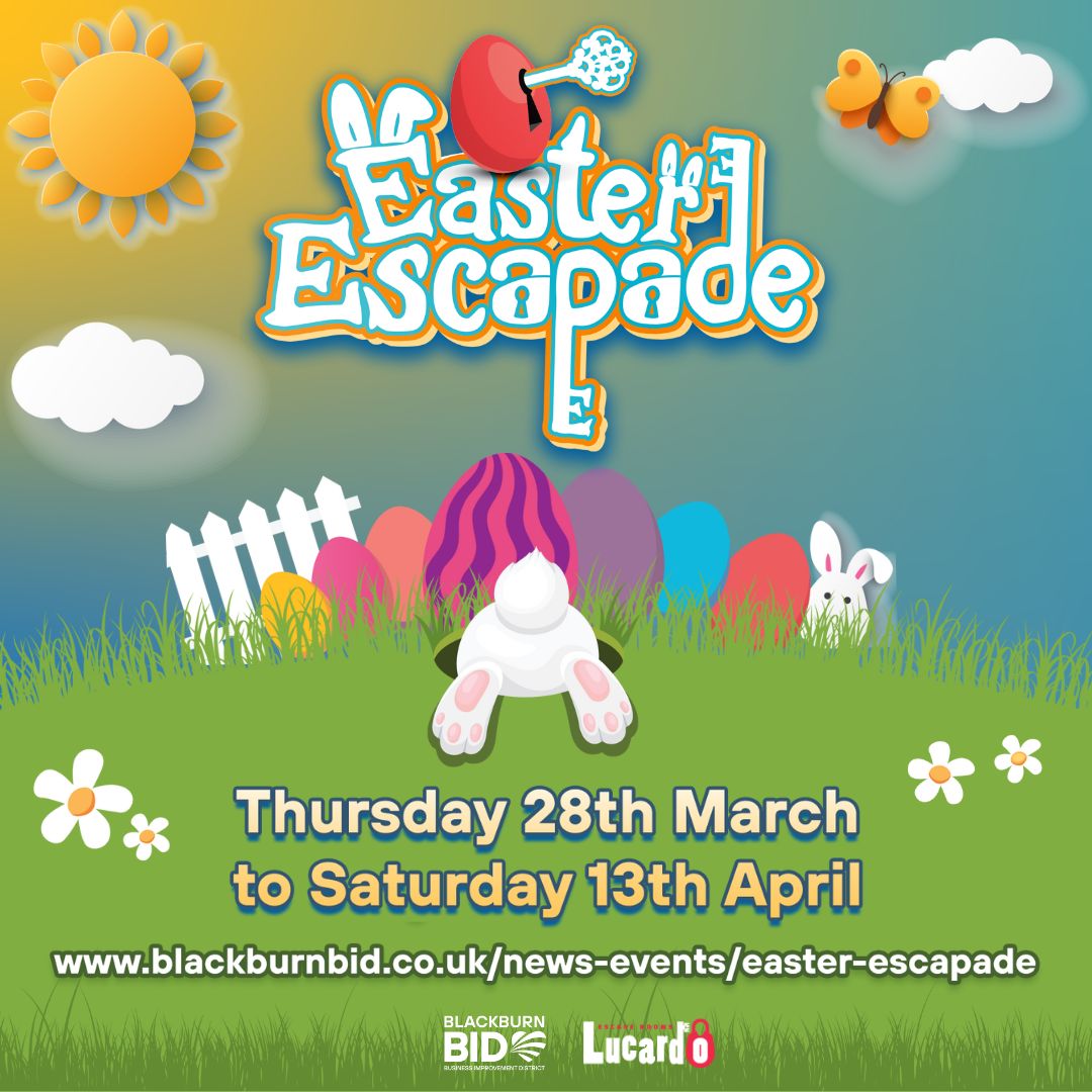 The Escapade is back! Take part in the Easter Escapade happening next week and over the Easter Holidays in Blackburn town centre! 🐰🥚 Can you help the Easter Bunny? Pick up your trail map from the Ask Me point in @Mall_Blackburn #FamilyFun #Puzzle #Trail #Easter