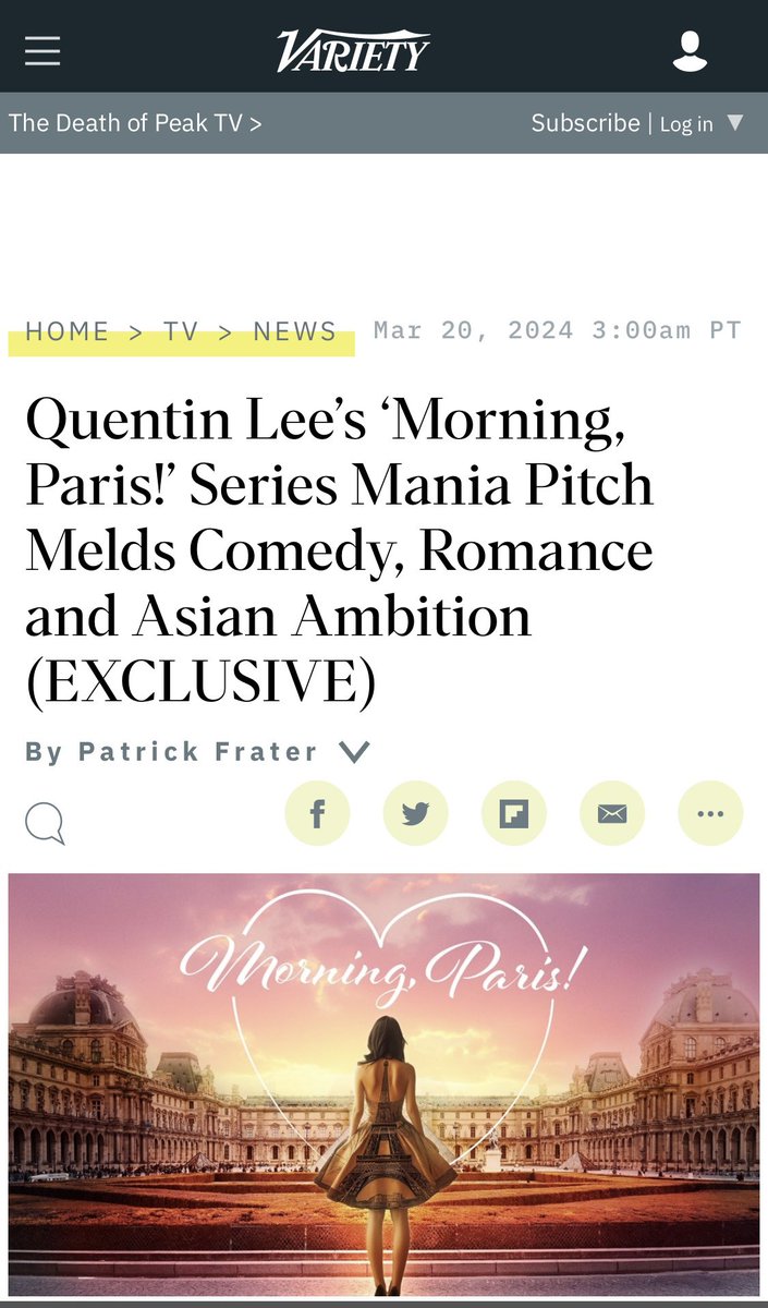 LeeQuentin's tweet image. Thank you @Variety for noting my continuing adventure with Morning, Paris! #morningparis after almost a decade at @SeriesManiaPro thank you @Telefilm_Canada @CMF_FMC @TheCdnAcademy FYC #comedyinvasion for #bestcomedyspecial at #cdnscreenawards 2024: variety.com/2024/tv/news/s…