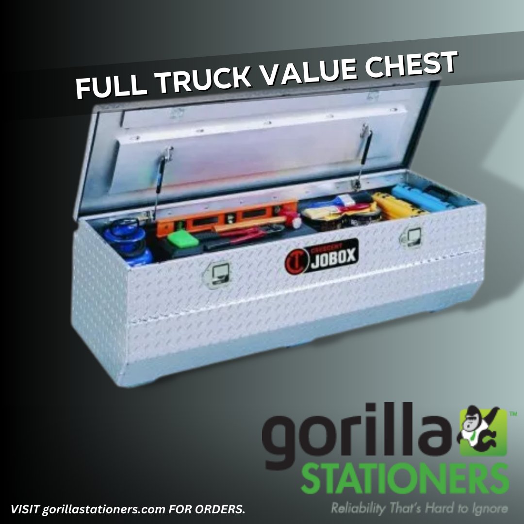 A truly great value for its exceptional value. This Full Truck Value Chest is a must-have for its durability. Check this out : gorillastationers.com/collections/ha… #GorillaStationers #OfficeSupplies #HardwareSupplies #Office #OfficeProducts #HardwareProducts