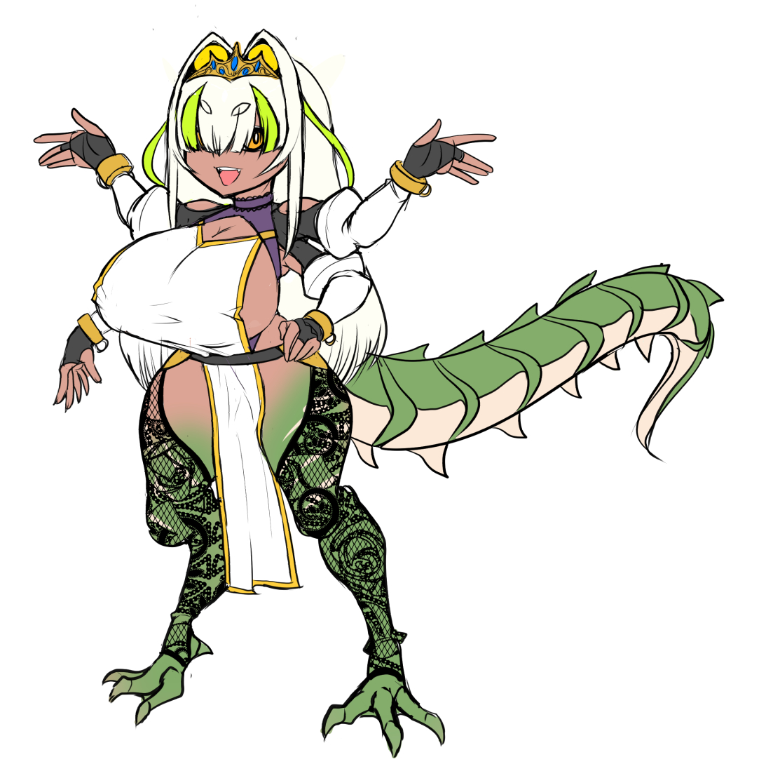 珍しく褐色バジリスク女考えてるけどカラテが足りない感じなので少し寝かせる 