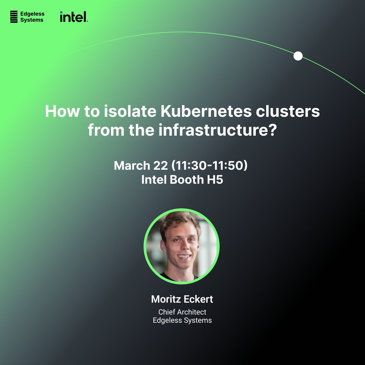 Attending #KubeCon EU in Paris? Join us on Friday at 11:30 for <a href="/m1ghtymo/">Moritz Eckert</a>'s talk on isolating Kubernetes clusters from the infrastructure 🛡️, at the <a href="/intel/">Intel</a> booth (H5). 

See you there! 👋