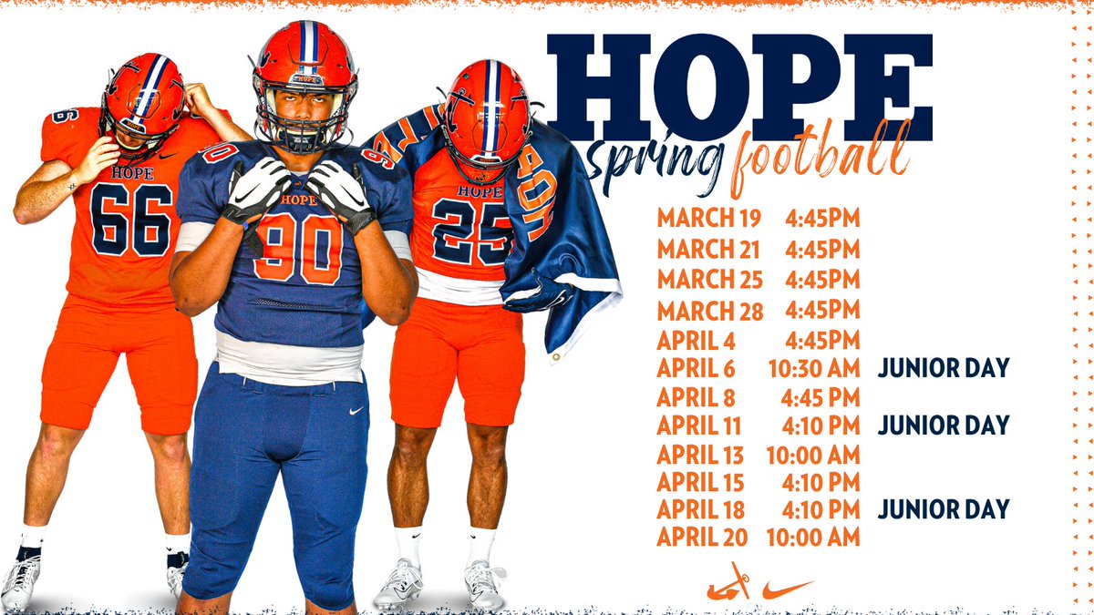 🚨 Updated Spring Practice schedule! 🚨 High School coaches are always welcome! Go Hope!