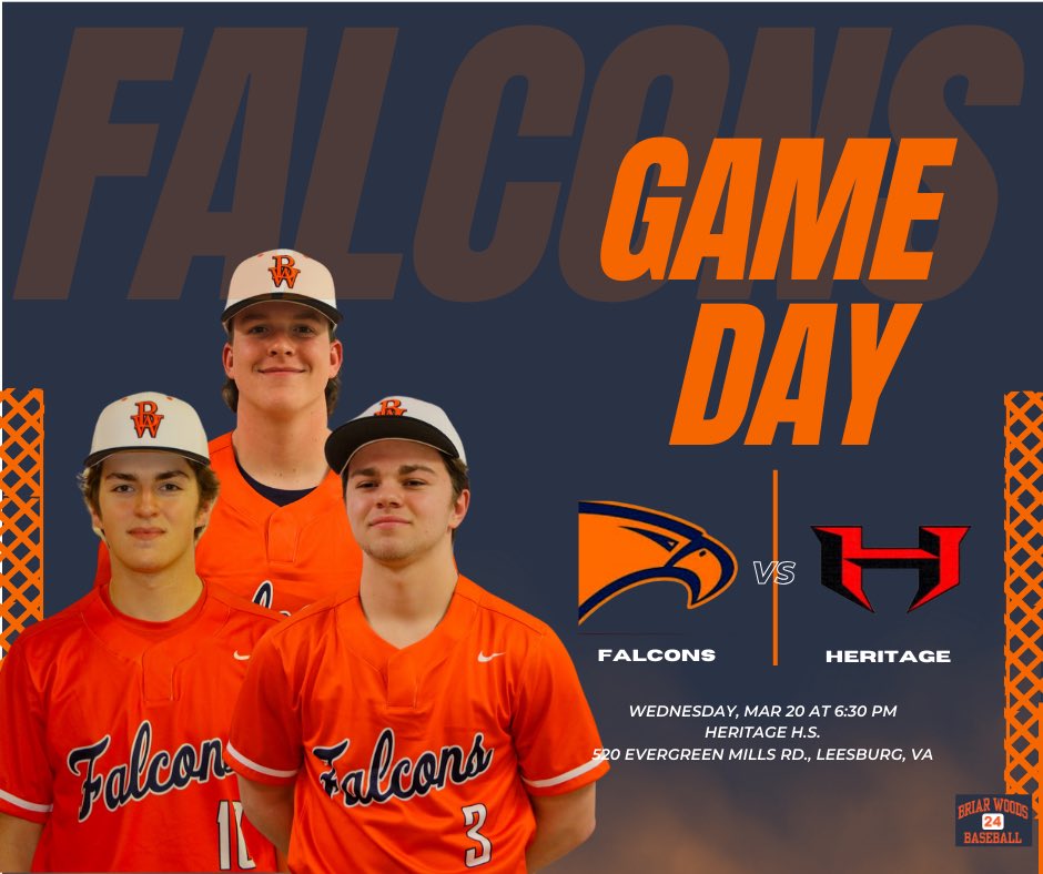 Varsity on the road facing @HeritageBSB. JV at home. 6:30 PM start time for both. #gobirds #june