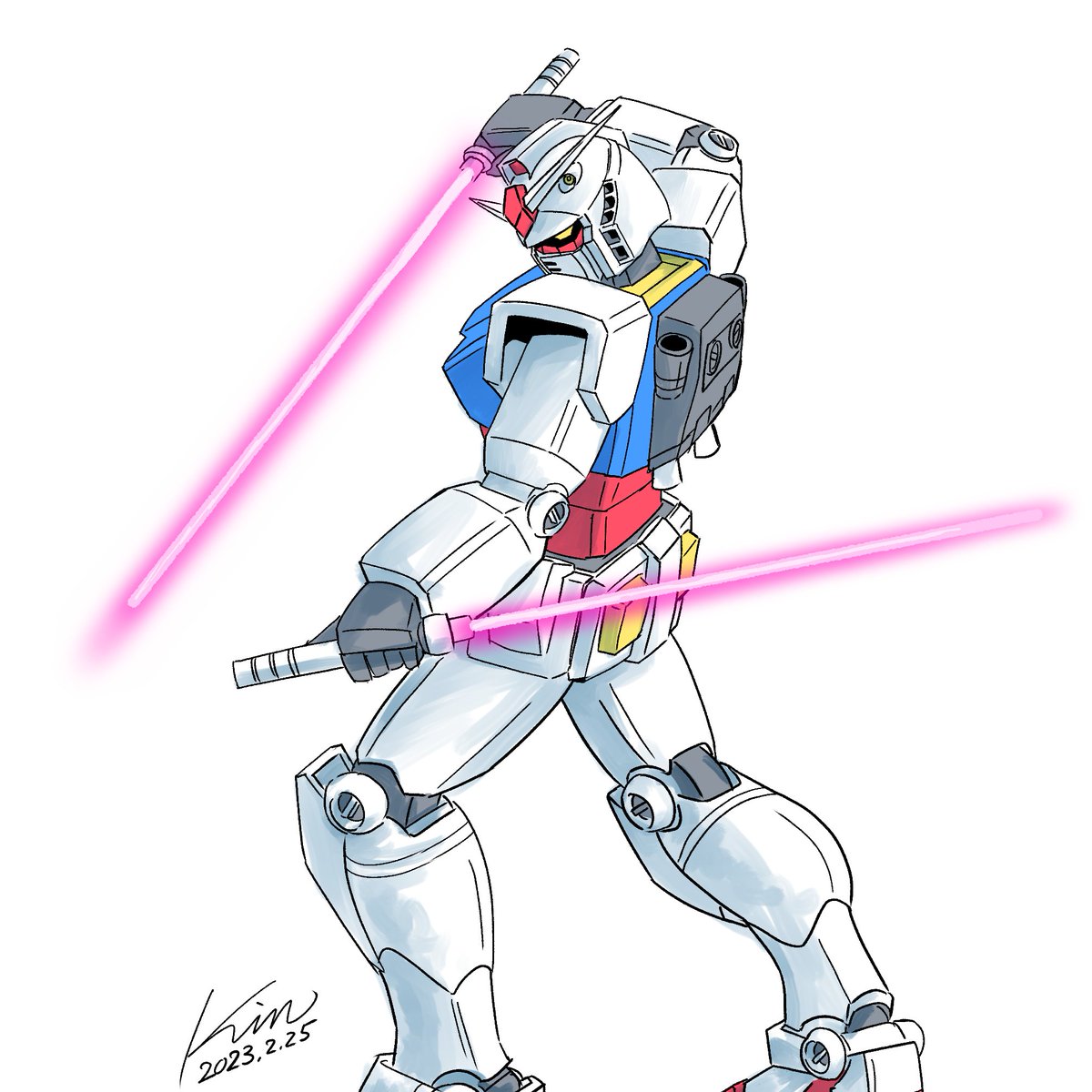 rx-78-2 solo white background holding yellow eyes weapon signature sword  illustration images