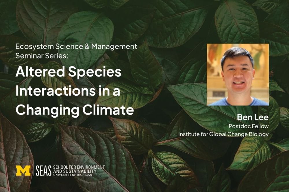 Hi friends, I'm giving a talk this Friday at the University of Michigan as part of their Ecosystem Science and Management seminar series. The talk is 2:30pm EDT and, if you're interested in hearing about my work with phenological escape, you can register to attend remotely.