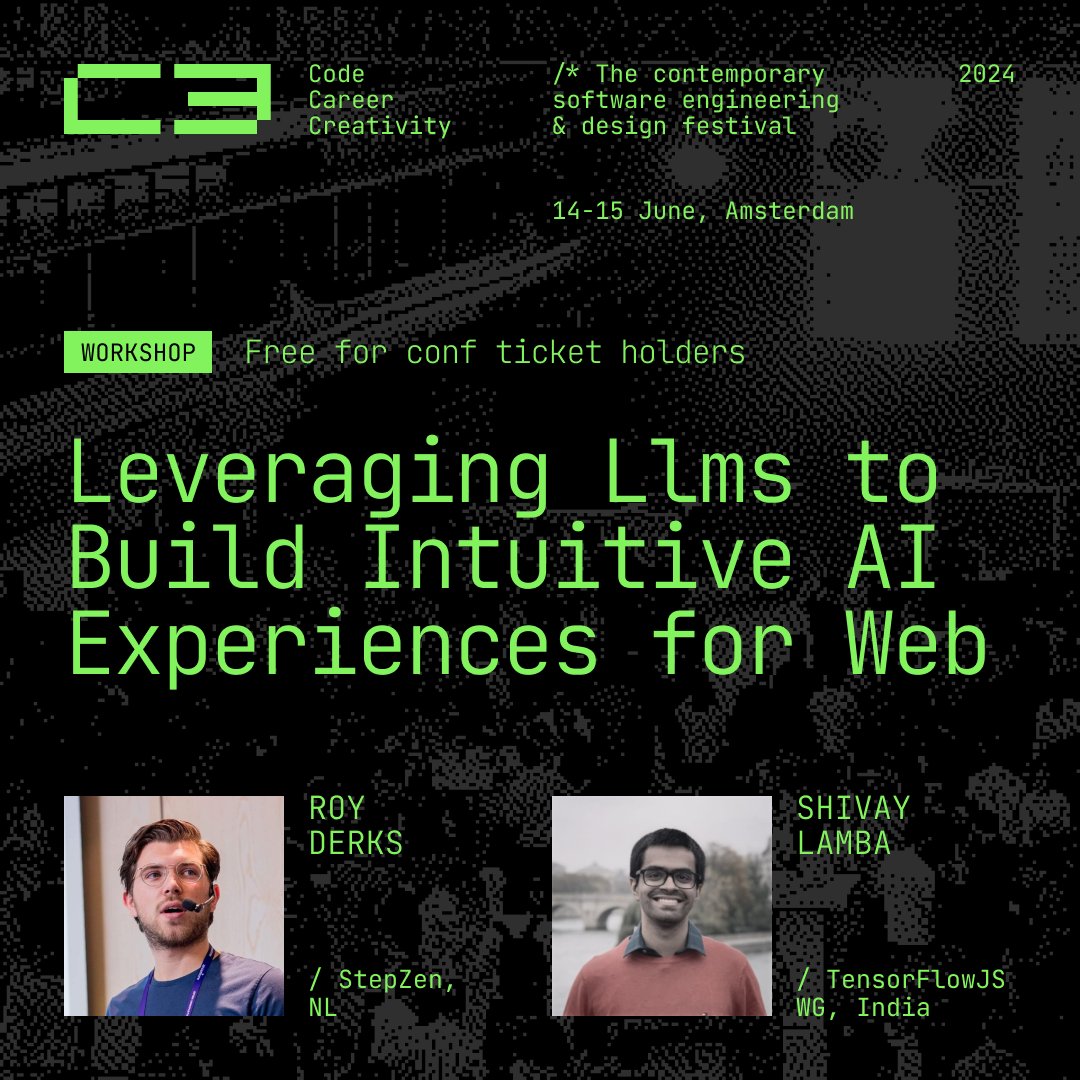 Today every dev is using LLMs in different forms & shapes🤖In this workshop together with @HowDevelop & @gethackteam you'll make LLMs understandable for web devs. And you’ll get🌟into coding your own AI-driven app. Free workshop included in the ticket📍c3fest.com