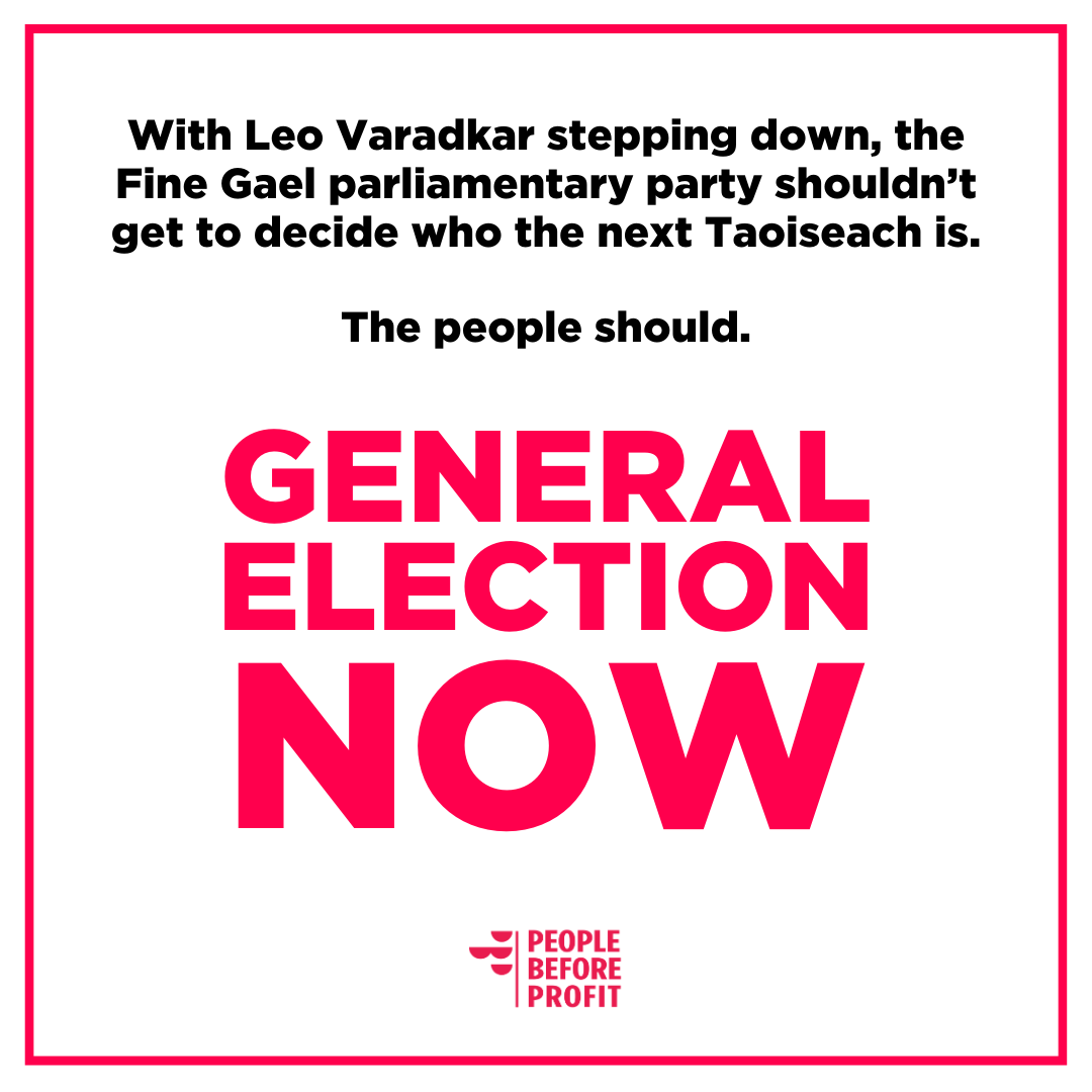 Leo Varadkar is stepping down. The Fine Gael parliamentary party shouldn't get to decide who the next Taoiseach is. The people should. #generalelectionnow