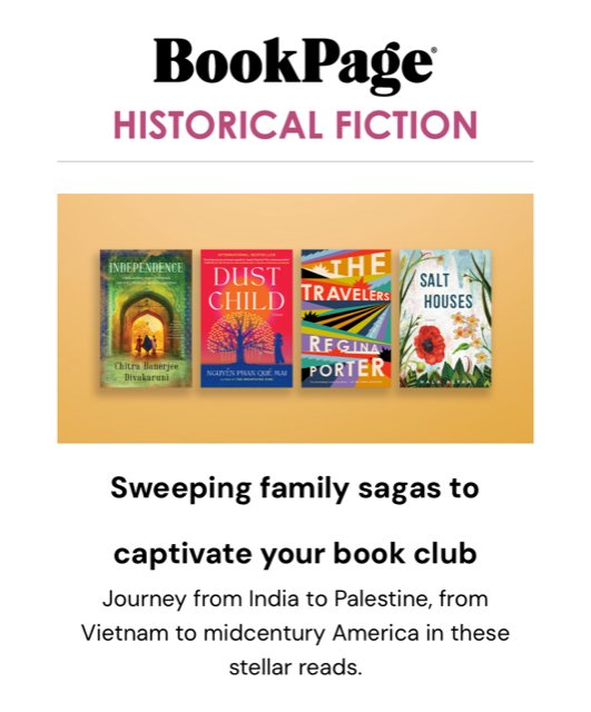 Journey from India to Palestine, from Vietnam to midcentury America in these bookclub reads recommended by @bookpage, published by @HarperPerennial @HogarthBooks @AlgonquinBooks @WmMorrowBooks and authored by @cdivakaruni @ReginaMPorter bookpage.com/?p=201289