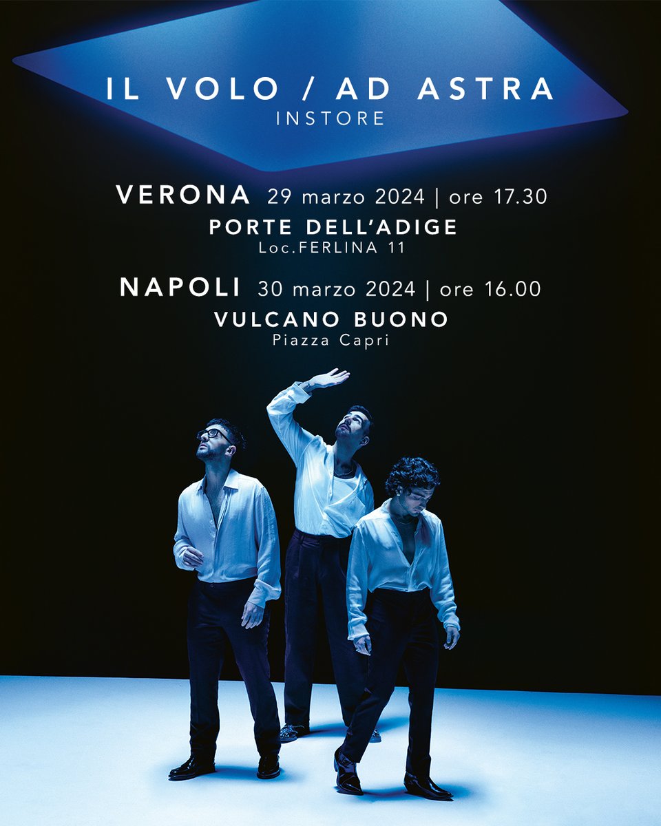 Siamo felici di annunciare le date instore per il nostro nuovo album #AdAstra, in uscita il 29 marzo. 🌟 29 marzo 2024 - Verona, Porte dell'Adige (ore 17.30) 🌟 30 marzo 2023 - Napoli, Vulcano Buono (ore 16.00)