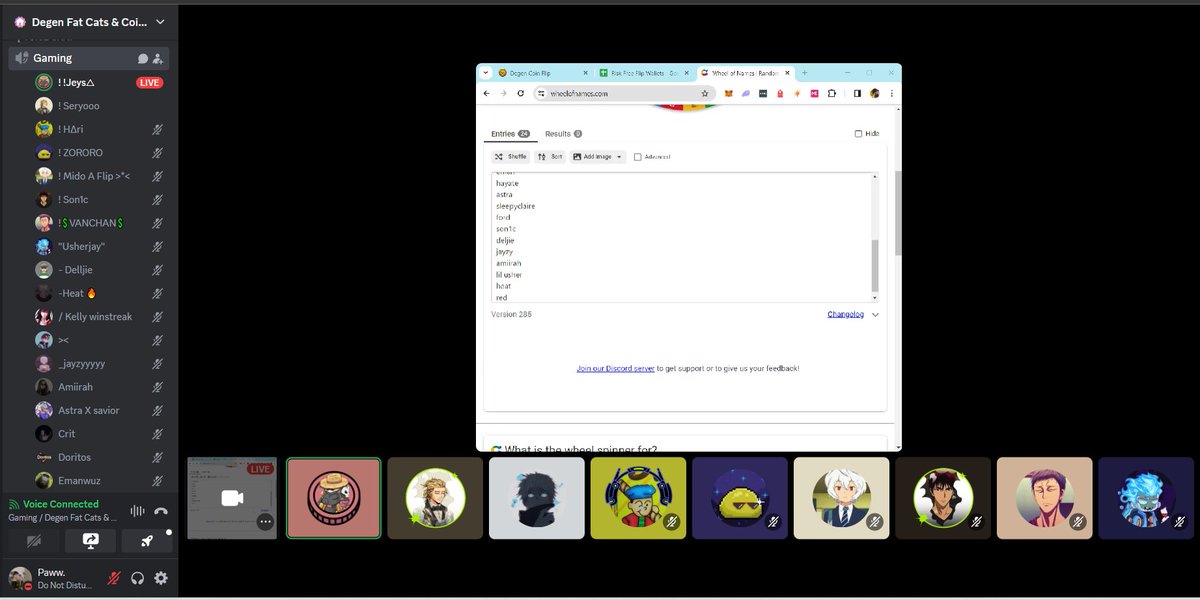 PawChristine08's tweet photo. We are now at @goldennomaddao @degencoinflip streaming risk free flip hosted by @_Jeyssssss lfg https://t.co/whFgn7zJKJ