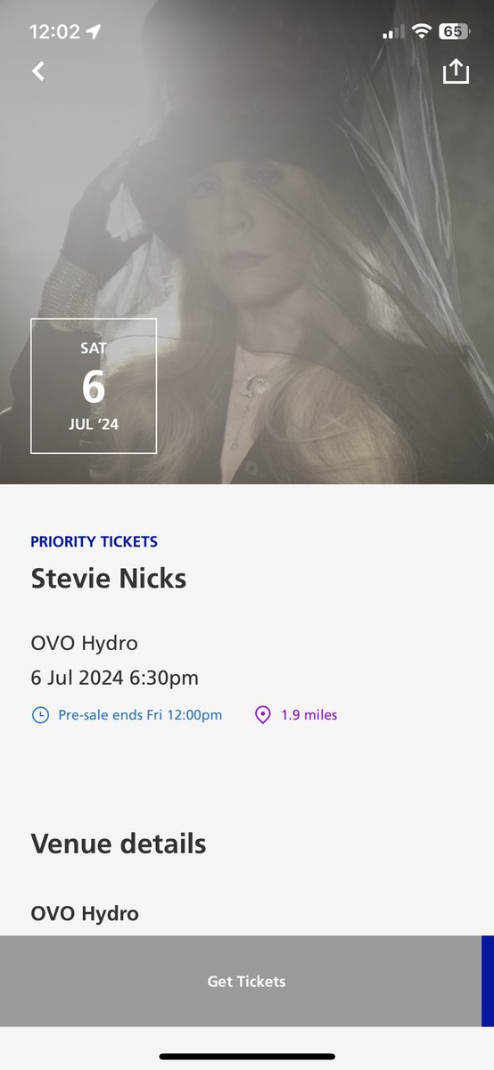 PrincessFifi80's tweet photo. Stevie Nicks @o2 presale link not working 😩😩😩 https://t.co/2HMMxfFFCr