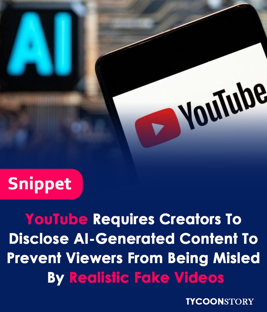 YouTube cracks down on deepfakes, requiring creators to disclose AI-generated content.
#AI #deepfakes #fakenews #misinformation #youtuberegulations #youtubecreator #contentcreation #AItransparency #responsibleAI #technology #verification #digitalmedia #consumersafety @YouTube