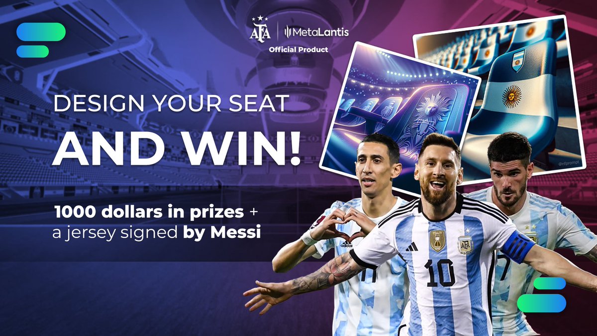 MetaLantisOK's tweet photo. THE WHISTLE IS BLOWN.

Calling all Argentina fans and Messi devotees! 🇦🇷 ⚽️

MetaLantis teams up with @NFPrompt to launch “AI StadiumCraft: Forging Arenas with MetaLantis”, a groundbreaking AI-powered design competition to elevate the Official Virtual Stadium of Argentina 🏟️ 

Show your passion and #AI design skills! Submit your creations and vote for your favorites. The most awe-inspiring designs win incredible rewards: One jersey personally signed by Messi 🐐 + 10000 $cNFP + $1000 USDT 💰

Ready to make history? Join the competition now! 

https://t.co/Lxpx4nuX2f

#web3 #metaverse #AIGC #AIart