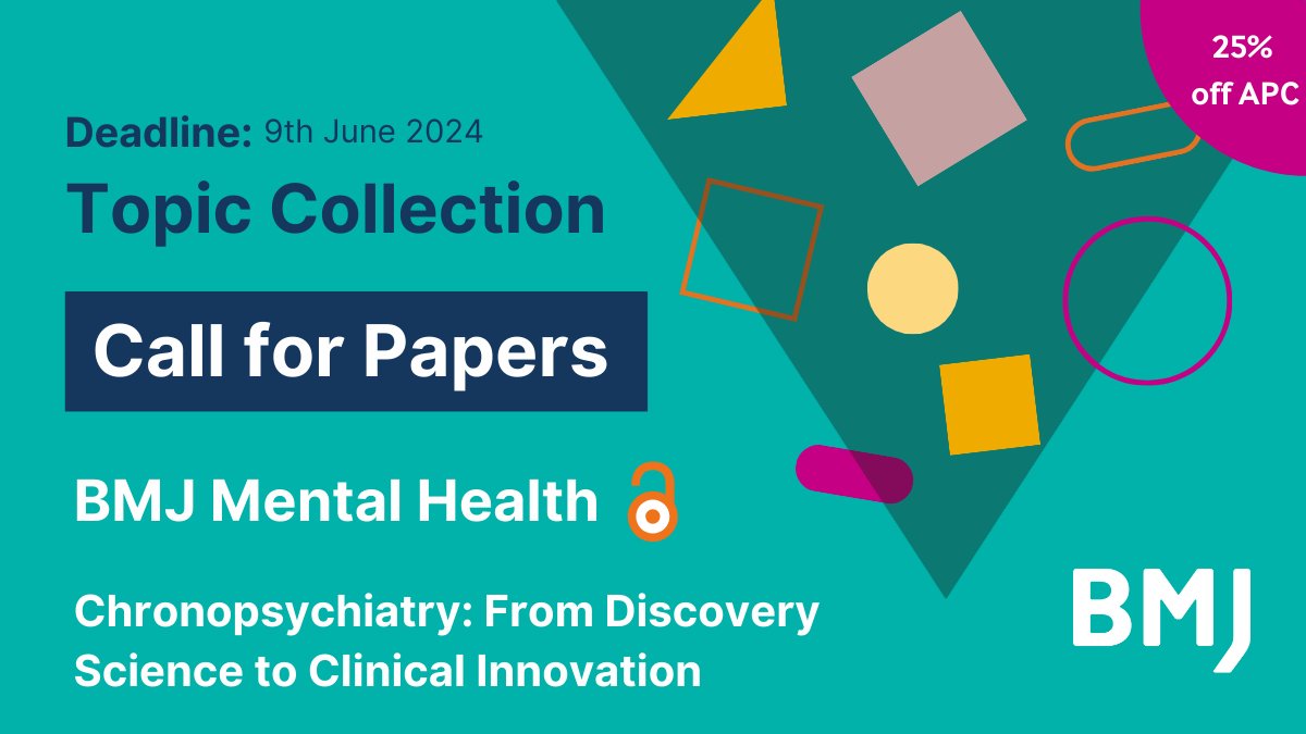 🔬 Contribute to the advancement of the field of mental health. @BMJMentalHealth is calling for your research in 'Chronopsychiatry: From Discovery Science to Clinical Innovation.' Submit your research by 9th June 2024. #BMJMentalHealth bit.ly/3ZPdSRg