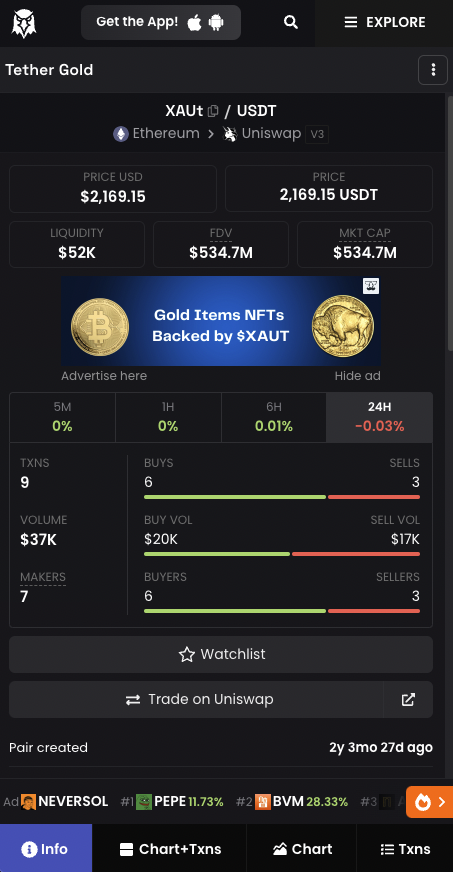certixgold's tweet photo. Certix Gold ads can be seen on @dexscreener 🔥

$XAUT #arbitrum #gold #crypto #Ethereum #DeFi #Dexscreener #Dexscan https://t.co/8kTsjwNAf9