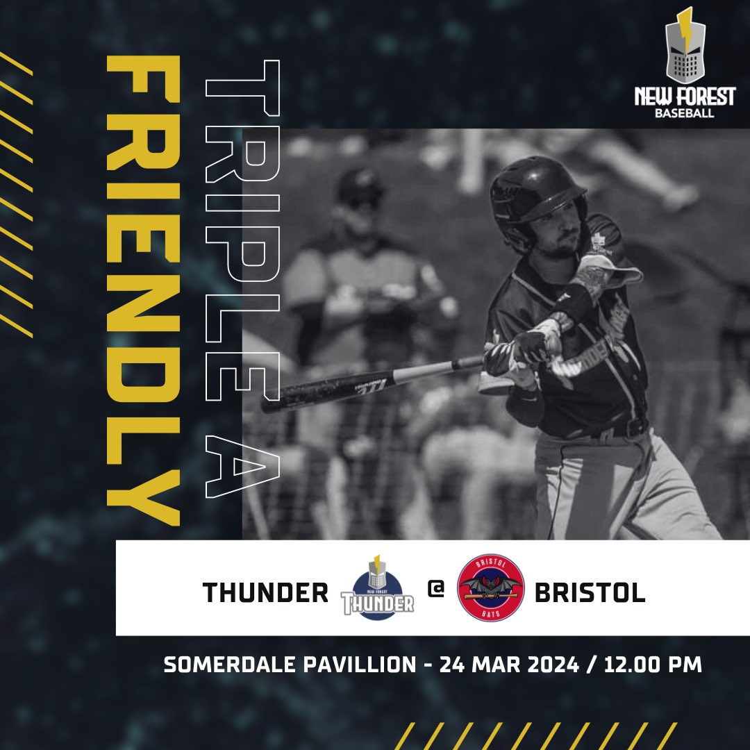 Time for AAA to get in on the action too ⚡️⚾️ New Forest Thunder travel to @BristolBaseball this Sunday to take on the Bristol Bats - 12.00PM start time at Somerdale Pavilion! LFGTKs! ⚡️⚾️💙 #baseball #britishbaseball #newforest