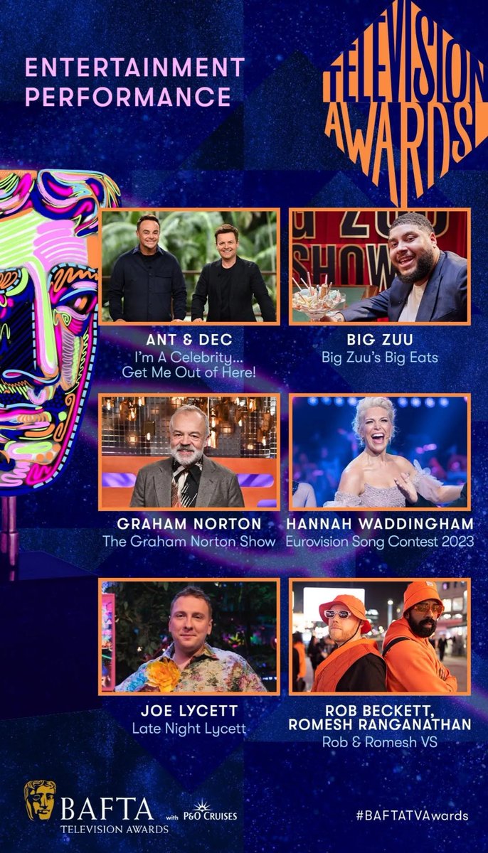 🏆: Congratulations to @hanwaddingham for her TWO (2) #BAFTATVAwards nominations: • Entertainment for “Hannah Waddingham: Home for Christmas” • Entertainment Performance for Eurovision Song Contest 2023