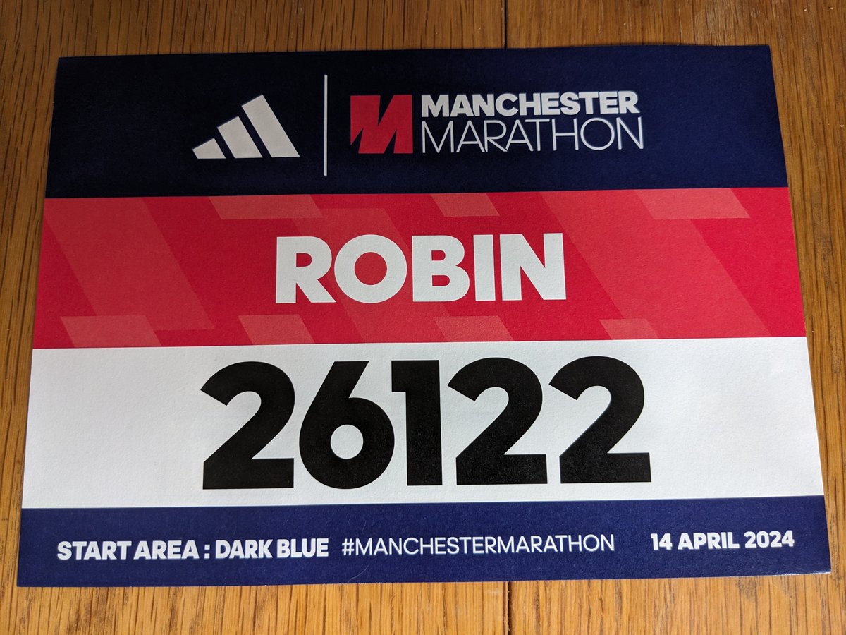 My race number just arrived. Three weeks, four days till Manchester then seven more days till London. I'm still looking for sponsors, any cash for @VICTAUK is greatly appreciated. 2024tcslondonmarathon.enthuse.com/pf/robin-wood