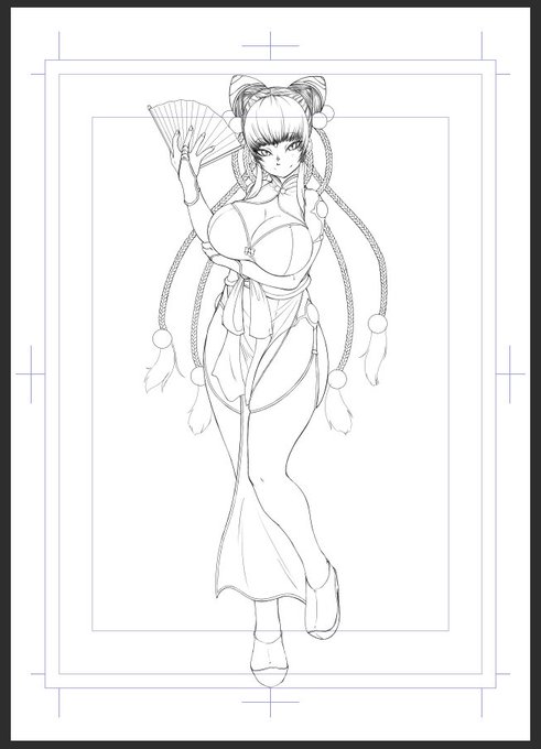 今日の作業:本業の疲れかめっちゃしんどかったので、「チャイナマフィア女ボスロリババア」の全身絵線画をここまで。あとちょっと…Φ_(:3」 ∠)_ 