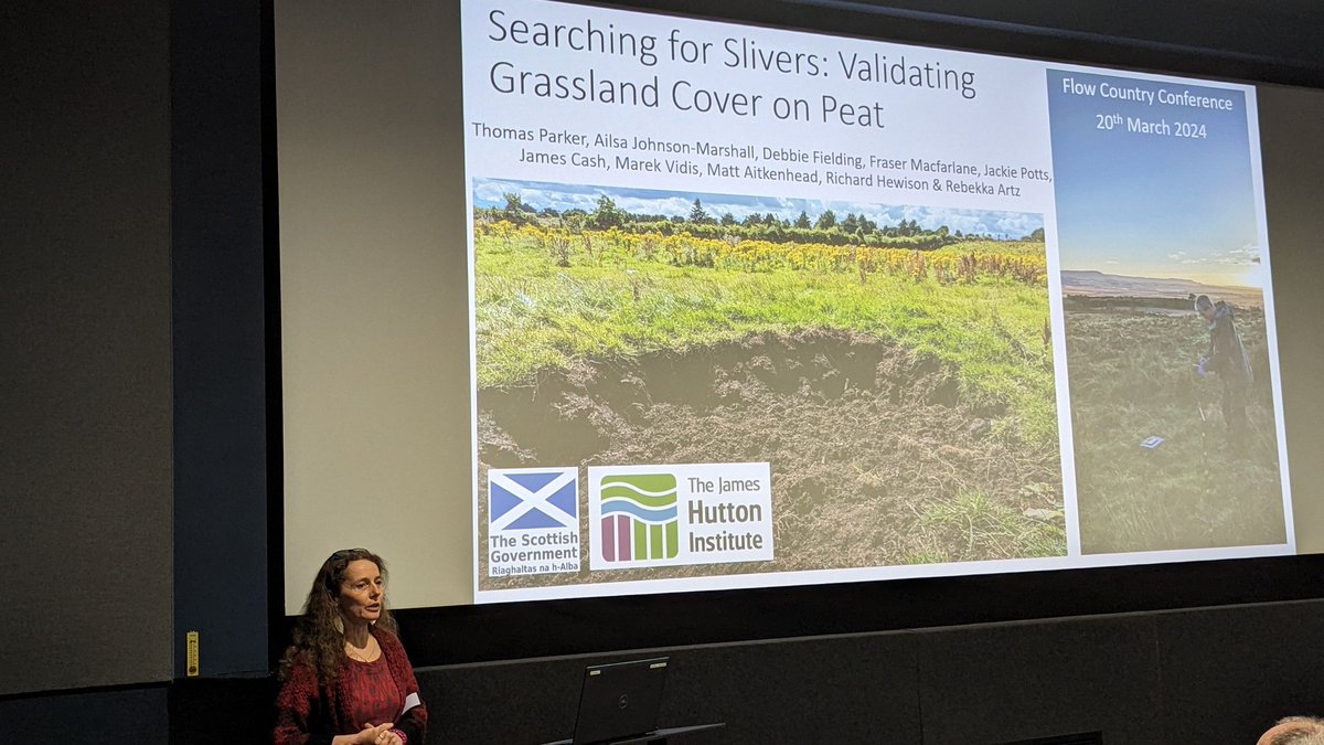 Rebekka Artz gives a talk on Grass on Peat in Scotland, on behalf of Tom Parker, at the Flows Country Research Conference.