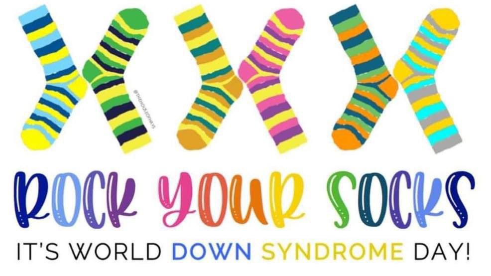Rock those socks tomorrow, Friends! Post pics! #DSawareness #acceptence. We are all more alike than different. 💛💙💛💙