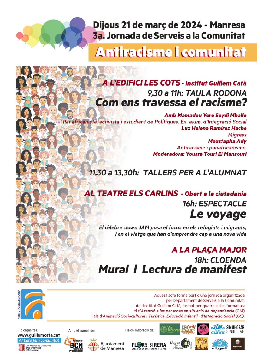 MigrESSBcna's tweet photo. Demà ens han convidat del @insguillemcata a participar d'aquesta activitat. Si esteu per allà veniu a acompanyar-vos. Molt important aquest debat a l'àmbit educatiu. https://t.co/lQ7GoQb0PA