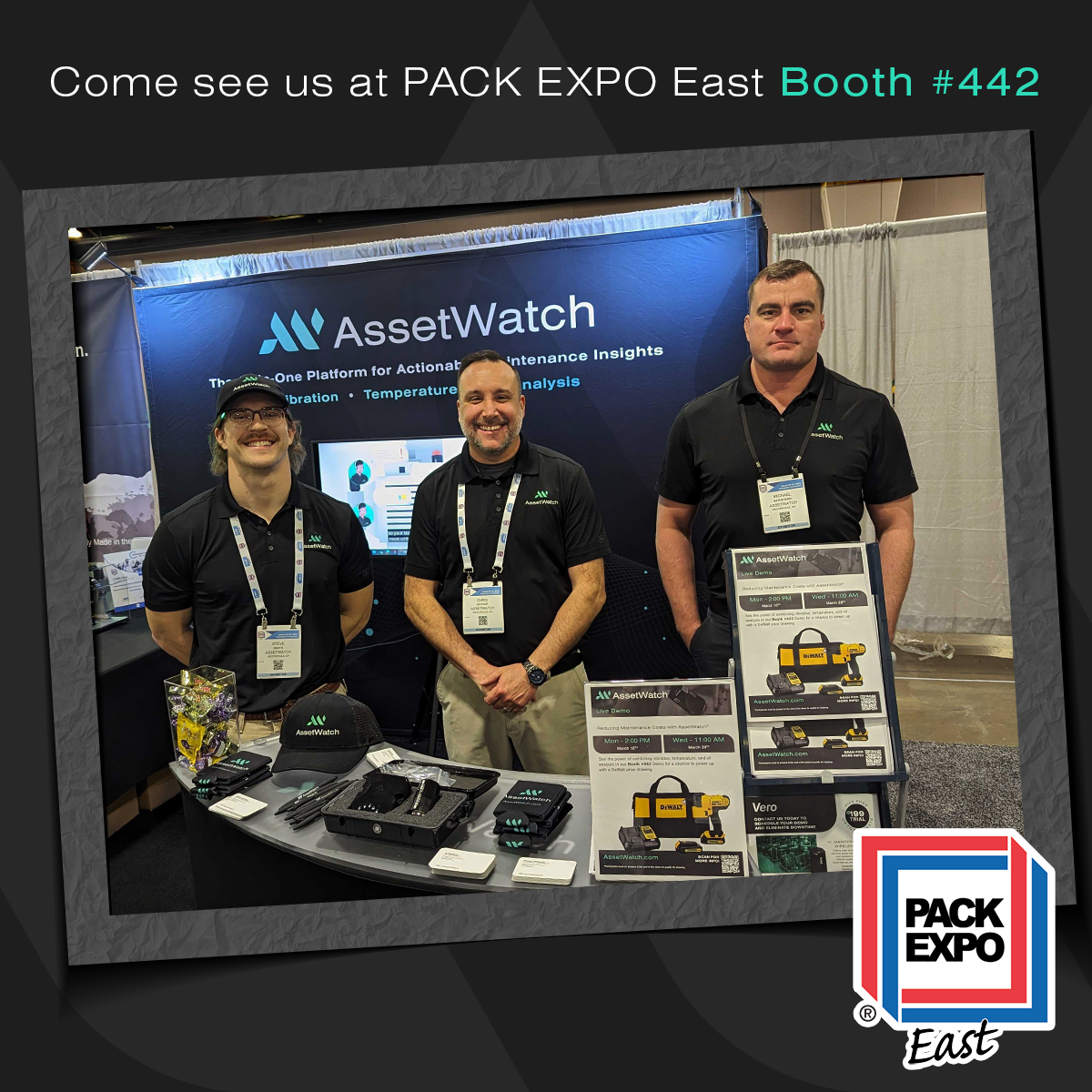 GoAssetWatch's tweet photo. Today is the last day of #PACKEXPOEast! Don't miss our presentation 'Unpacking the Future of Reliability Programs' at 10 AM, then our live demo in booth #442 at 11 AM to win fun prizes and giveaways. Add the presentation to you show planner: https://t.co/xhUJKnS9Qz @packexposhow https://t.co/8P81rv6etl