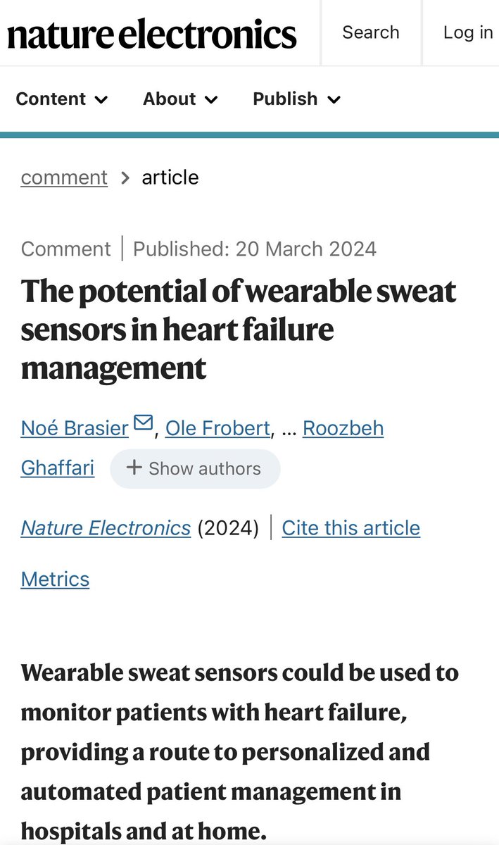 Have you thought about monitoring patients with #heartfailure by looking at sweat 😓? Today in @NatureElectron we propose that