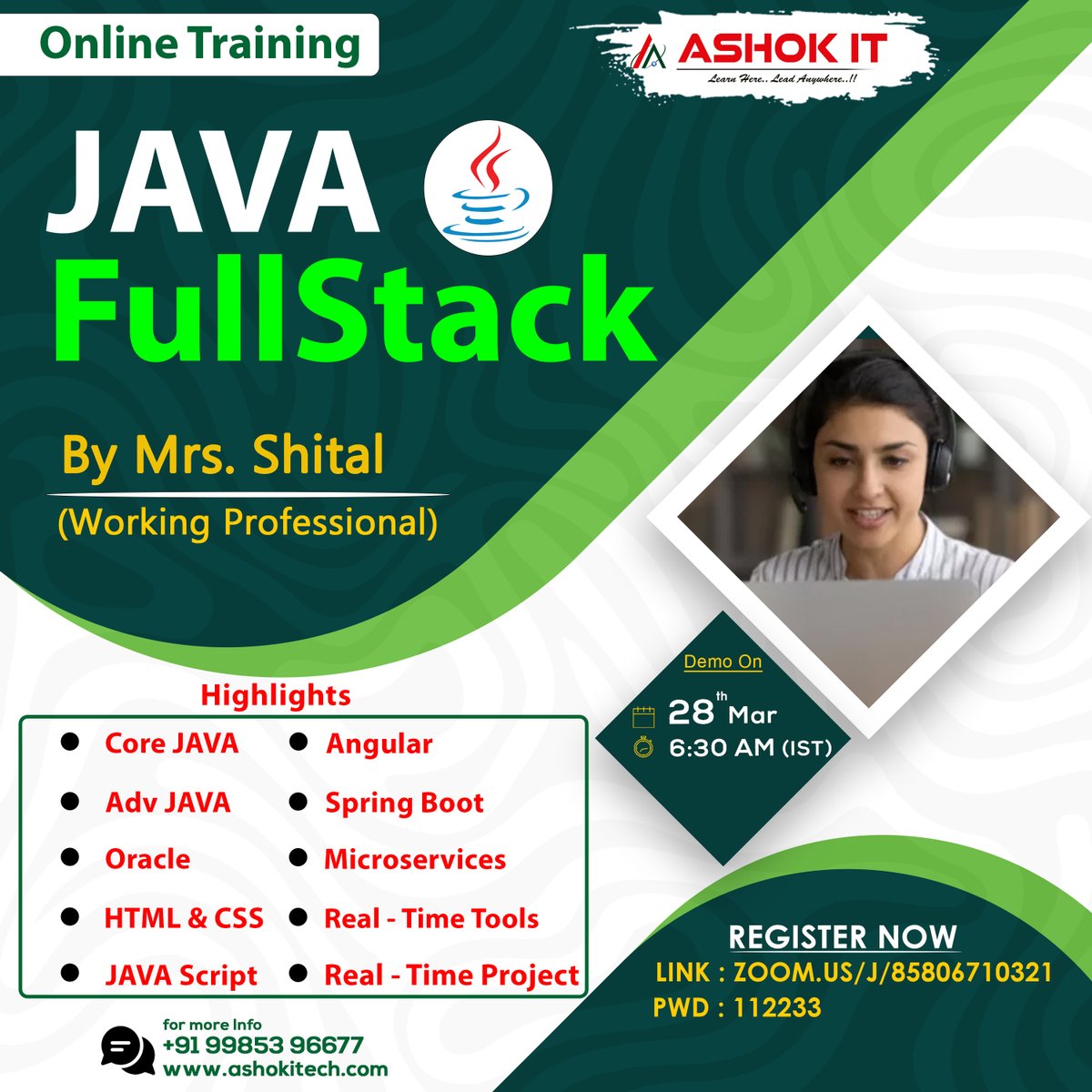 ashokitschool's tweet image. 🛑 Java Full Stack ( Online Training)🛑
✍️ Enroll Now : bit.ly/3TO8v3Y
👉 Free Demo On 28th-March @ 06:30 AM IST
👉 Follow Our WhatsApp Channel : bit.ly/4565QED

#javafullstackdevelopercourse #java #javafullstacdevelopmentcourse #coding #programming
