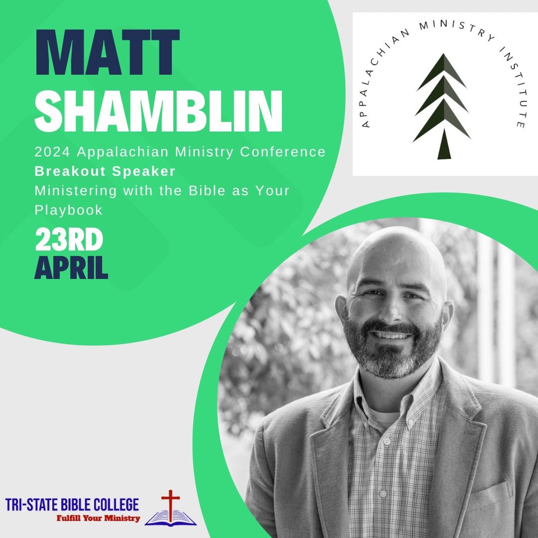 AppalachianMin1's tweet photo. Our very own, Appalachian Research Fellow, Dr. Matt Shamblin will lead “Ministering with the Bible as Your Playbook” at the 2024 AMC on April 23! Sign up at https://t.co/JN2VIoylYC. https://t.co/l2FQnltDcA