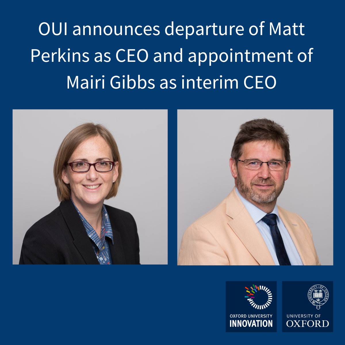 We’re pleased to announce the appointment of Dr Mairi Gibbs as the interim CEO of @OxUInnovation, from 8 April. CEO Dr Matt Perkins will stand down after seven years' successful leadership. Read the update 👇 innovation.ox.ac.uk/news/oui-annou… @UniofOxford @PraxisAuril @TenU_News