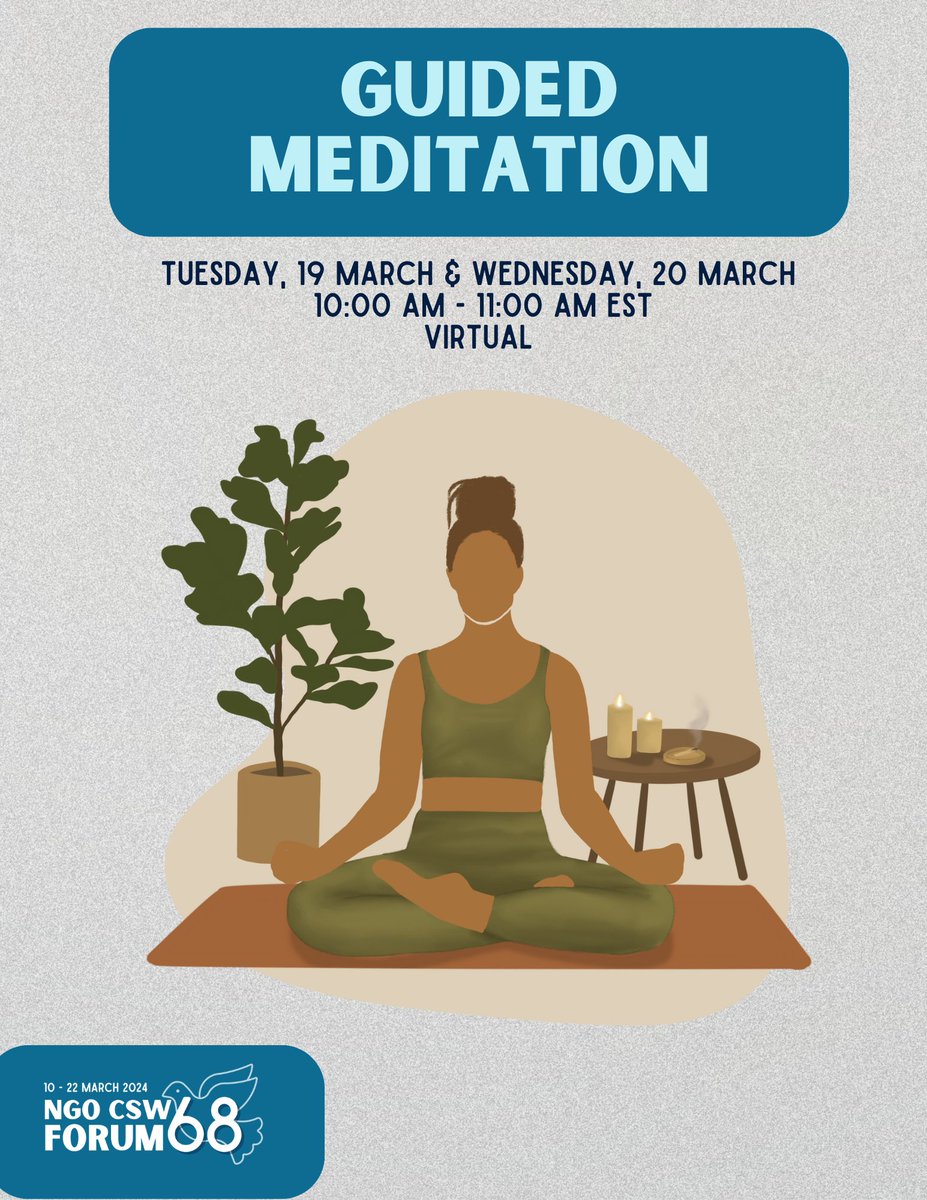 Although our in-person Community & Healing Space events have passed, don't forget we have a virtual a Guided Meditation session today! 🗓 Today, Wednesday (3/20) 📍Virtual ⏰ 10 am - 11 am EST Visit ngocsw.org/events/guided-… for more details & to register and join! #NGOCSW68