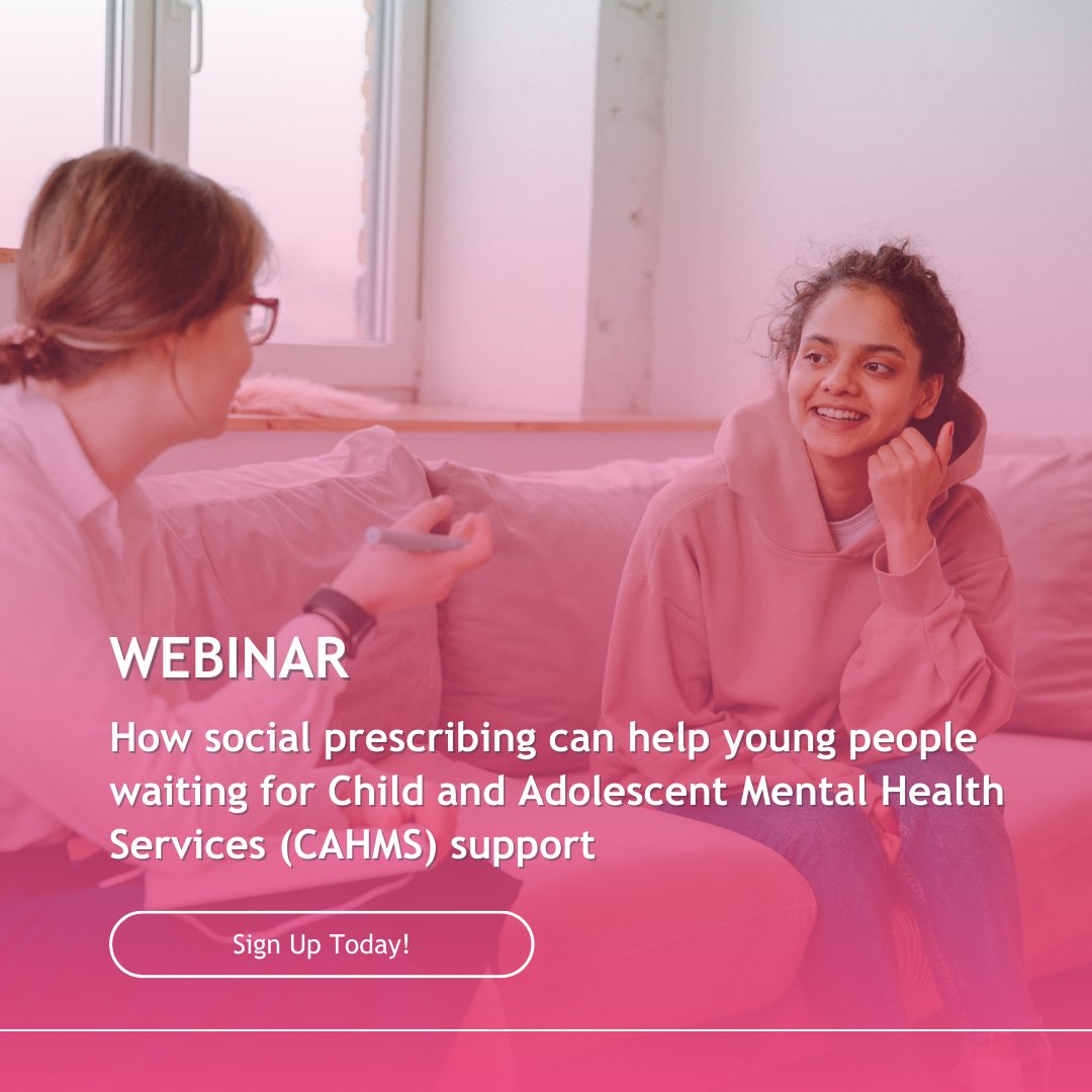 Join our next webinar on the 16th April, 12:30-1:30pm: 'How social prescribing can help young people waiting for CAHMS support'. Hear from: 👉Social Biobehavioural Research Group @ucl 👉@StreetGames 👉@NHSEngland 👉Sunderland Counselling Service Sign up: ow.ly/A06X50QXvVp