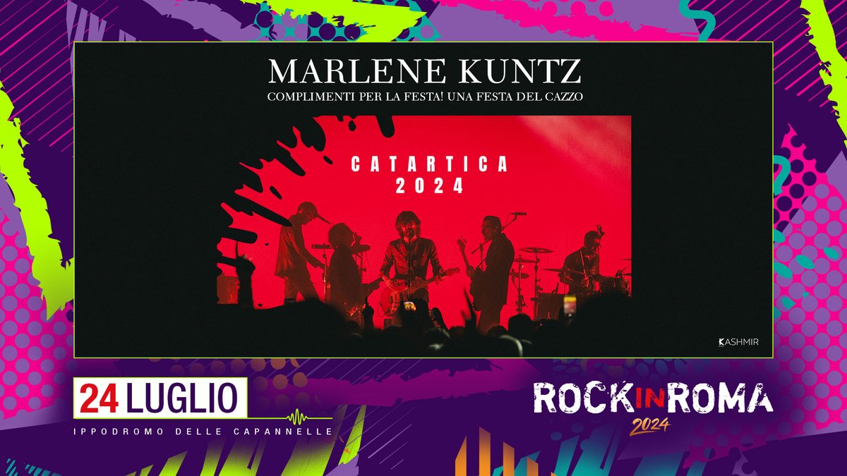 Dopo il grande successo del tour nei club per i 30 anni di Catartica, i @marlenekuntz annunciano “ESTATE CATARTICA 2024” 24 LUGLIO 2024 | @marlenekuntz @ Rock in Roma 📍 Ippodromo delle Capannelle Biglietti disponibili da ora su bit.ly/MarleneKuntz_R…