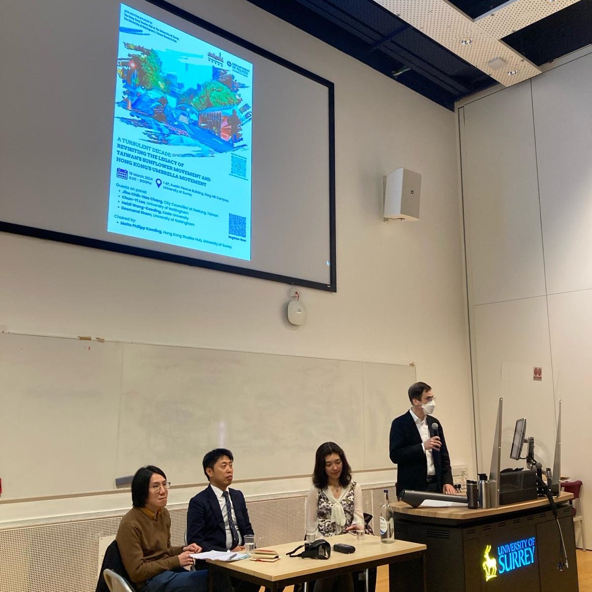 Dr Chun-yi Lee @NottsPolitics joined panellists Jiho Chih-Hao Chang, City Councilor at Keelung, Taiwan, Dr Malte Kaeding, @SurreyPolitics and Dr Desmond Sham UoN, for 'The Legacy of Taiwan's Sunflower Movement and Hong Kong's Umbrella Movement' @SurreyPolitics