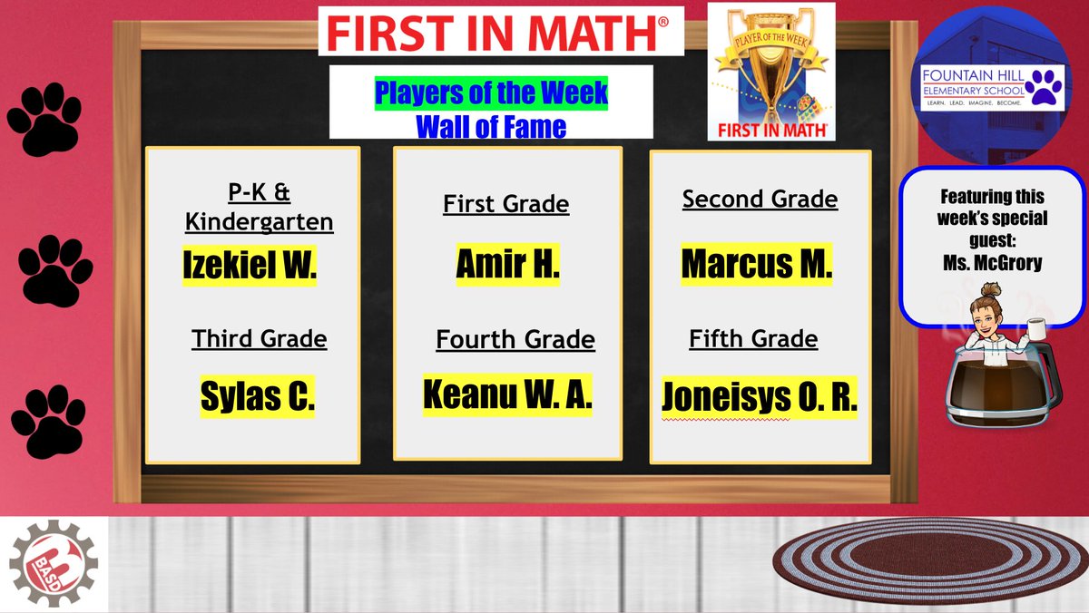 High Paw to our First In Math Teams and Players of the Week! Great work, Tigers! 🏆 <a href="/FirstInMath/">First In Math</a> <a href="/BethlehemAreaSD/">BASD</a>