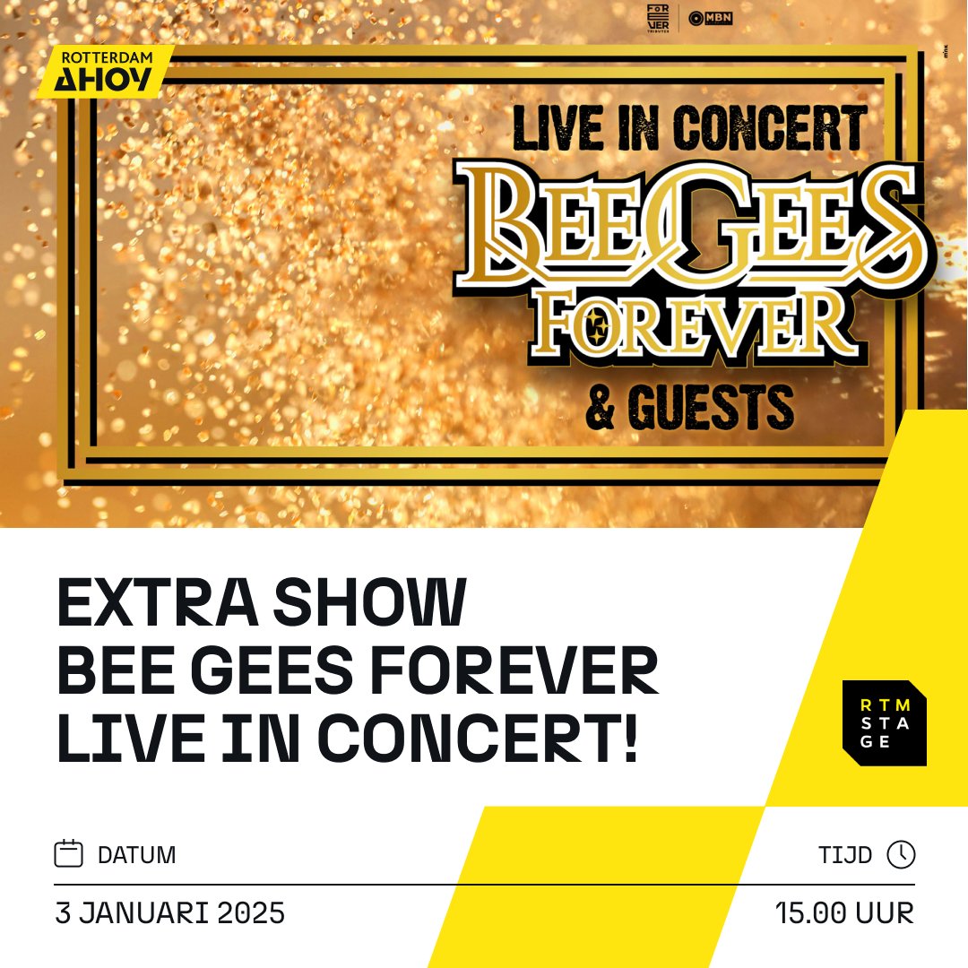 rotterdamahoy's tweet image. Nog geen kaartje bemachtigd voor Bee Gees Forever Live in Concert? Op 3 januari hebben zij een extra show aangekondigd in RTM Stage!🕺

Tickets zijn nu verkrijgbaar via NTK: ahoy.nl/agenda/concert…

#Beegeesforever #rotterdamahoy #Beegees #rotterdam #ahoy #builtforexperience