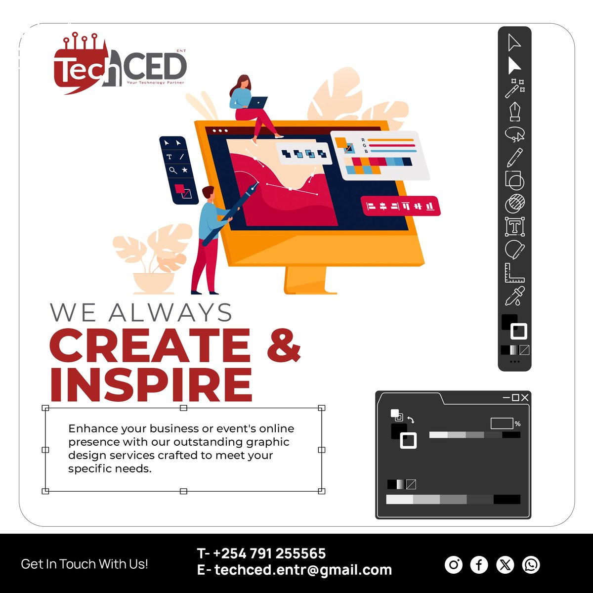 TechCEDEnterpr1's tweet photo. From event posters &amp; banners, flyers,  Monthly reports, company profiles to business cards , we've got you covered. Call us Today!

#DesignThinking #BrandIdentity #GraphicDesign https://t.co/mQyZKZys3K