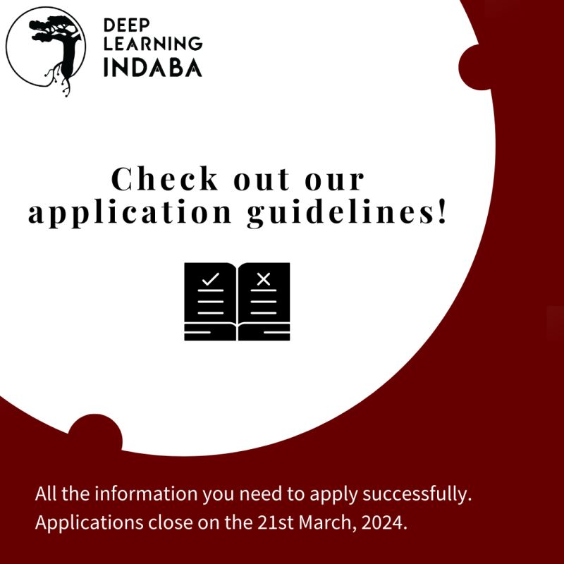 DEADLINE for DeepIndaba Applications is TOMORROW! (21st March, 2024)

REGISTER NOW! HERE👉🏿: bit.ly/4a2IqmQ

#DLI2024
#Indaba2024
#AIGhana