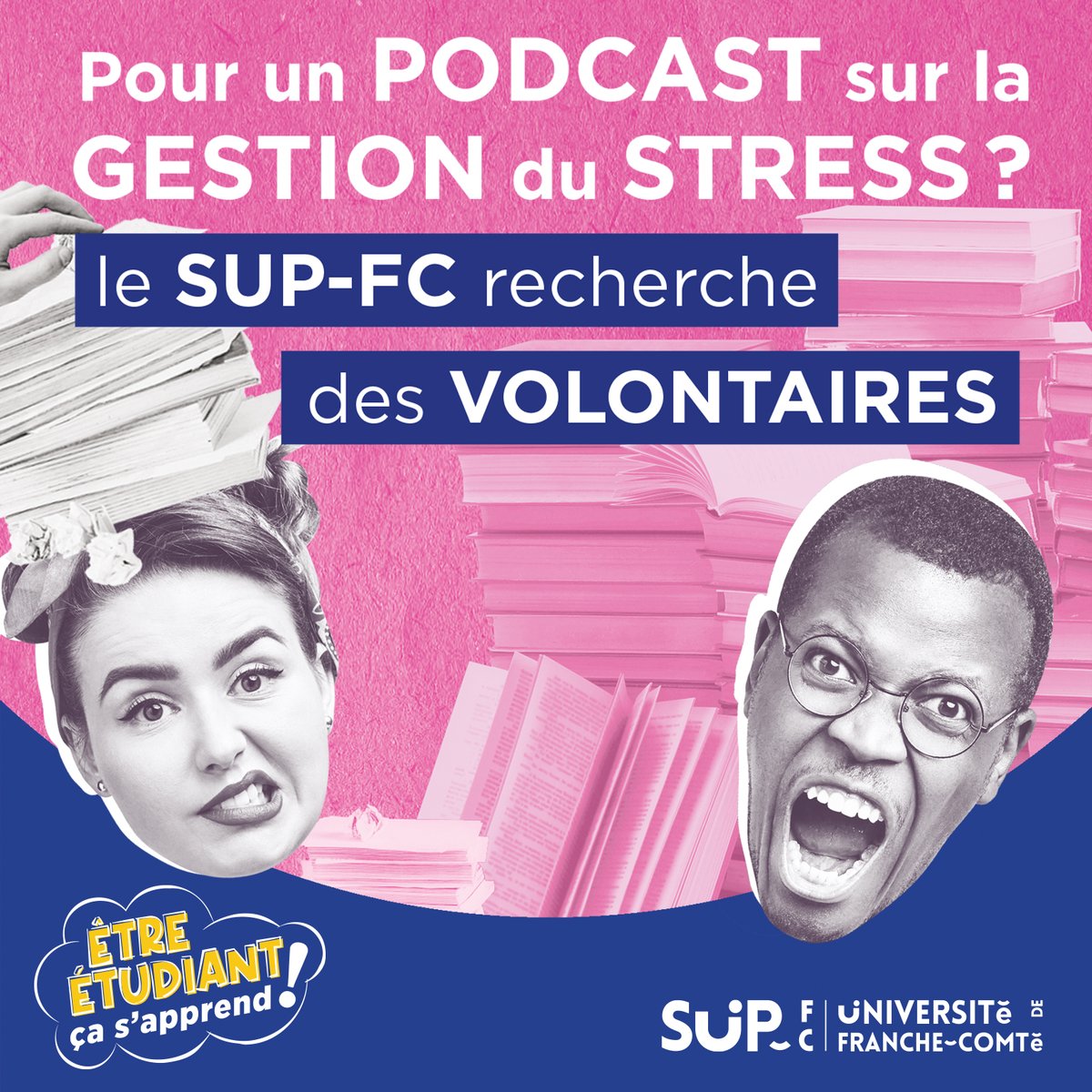 Inscris-toi sur :
docs.google.com/forms/d/1JLy1e…

Le podcast se fera le jeudi 11 avril 2024 à partir de 13h30 sur le campus de la Bouloie.

#busanté  #ufrsanté  #universitédefranchecomté #stress #santéétudiant #BienÊtreUniversitaire  #SantéÉtudiante #sup_fc_ufc