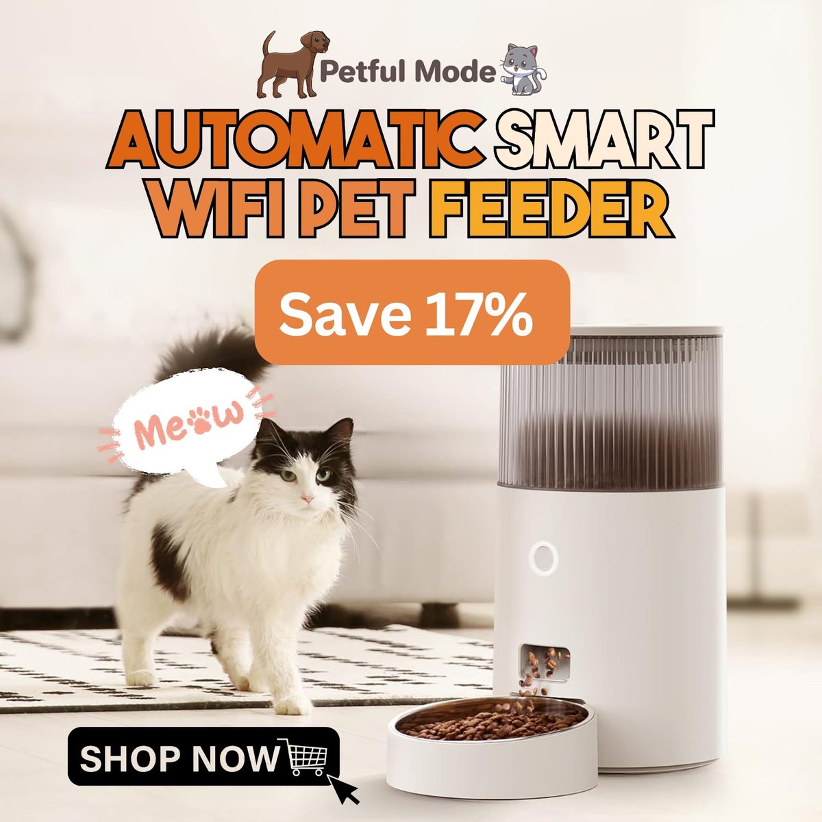 PetfulMode's tweet image. Ever wish feeding your furry friend was as easy as ordering takeout? 
Well, consider this your pet's version of DoorDash! 🐾 
Our Automatic Smart WiFi Pet Feeder is on sale now, and trust us, the deal is paw-some! 🎉 
-
petfulmode.com
.
#petfeeding #automaticfeeder