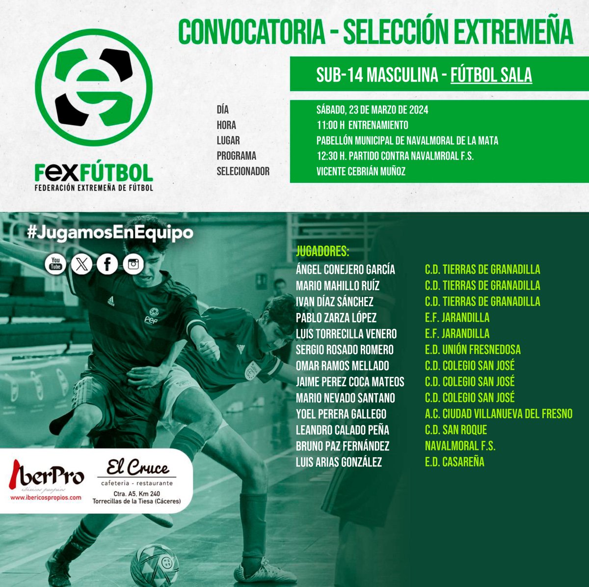 💚🤍🖤 | #SelecciónExtremeña |

📌Nuevas convocatorias para las selecciones extremeñas de fútbol sala el próximo fin de semana.

#SomosFEXFUTBOL
#VamosExtremeña