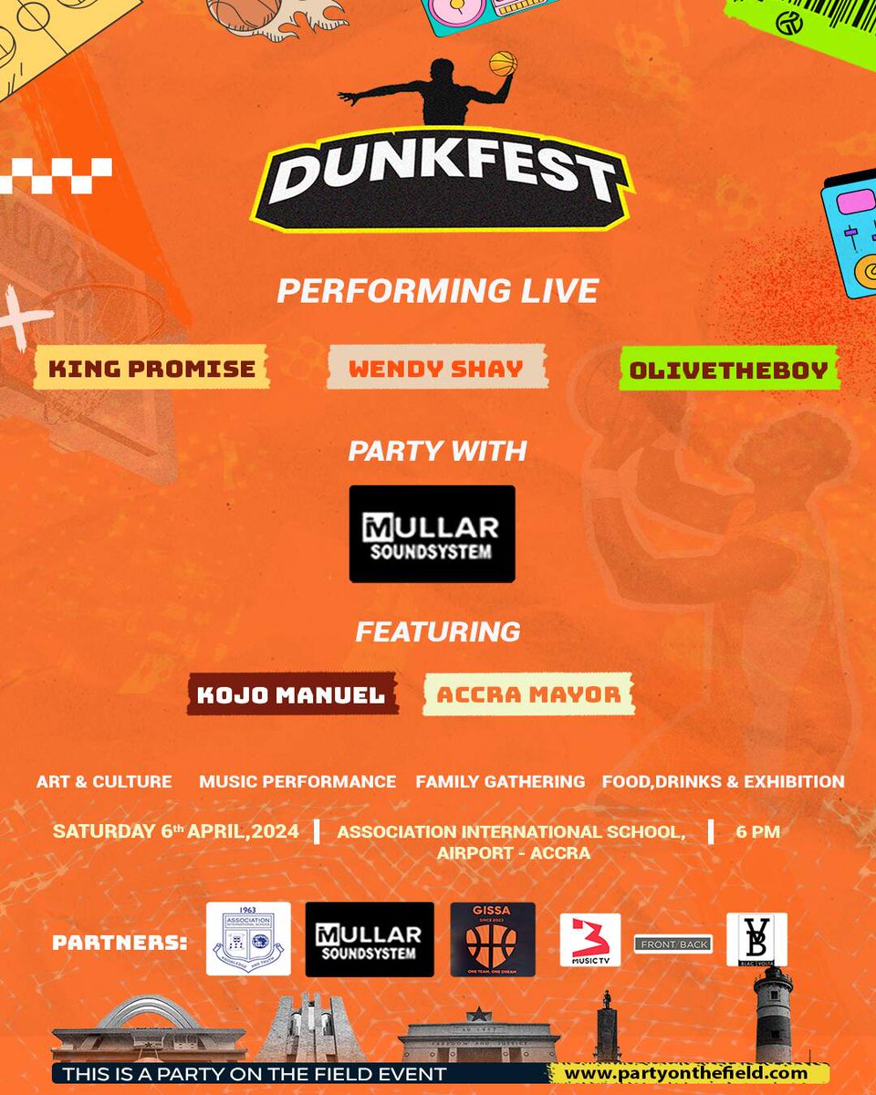 #Ad Buckle up, Accra! Dunkfest is about to explode with high-flying dunks, heart-stopping competition, AND an after party you won't want to miss! King Promise, Wendy Shay & Olivetheboy are bringing the heat! Grab your tickets & get ready to witness greatness on & off the…